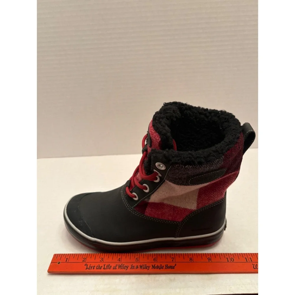 Keen Elsa Waterproof Winter Boots Black Red Plaid Insulated Womens 7 1017403